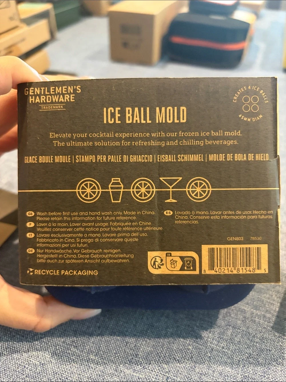 Navy Ice Ball Mold - Blue Silicone Ice Sphere Tray